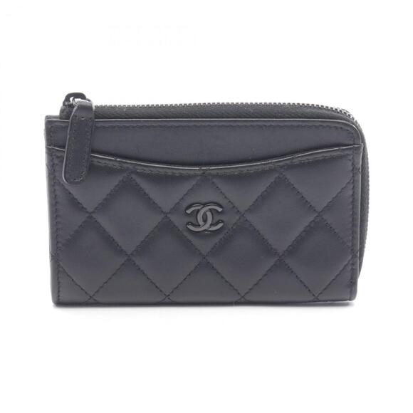 CHANEL Handbags - CHANEL Black Lambskin Leather Wallet